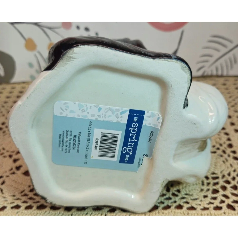 NWT Adorable Ceramic Old English Sheepdog Indoor Planter Versatile Dog Decor